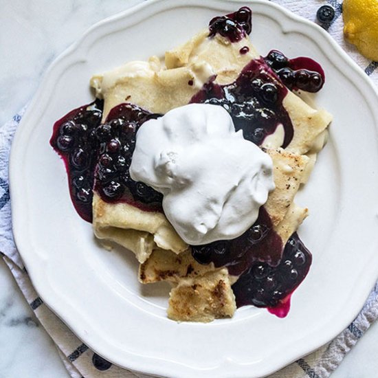 Blueberry Blintz with Lemon Cream F