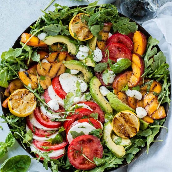 GRILLED PEACH AVOCADO CAPRESE SALAD