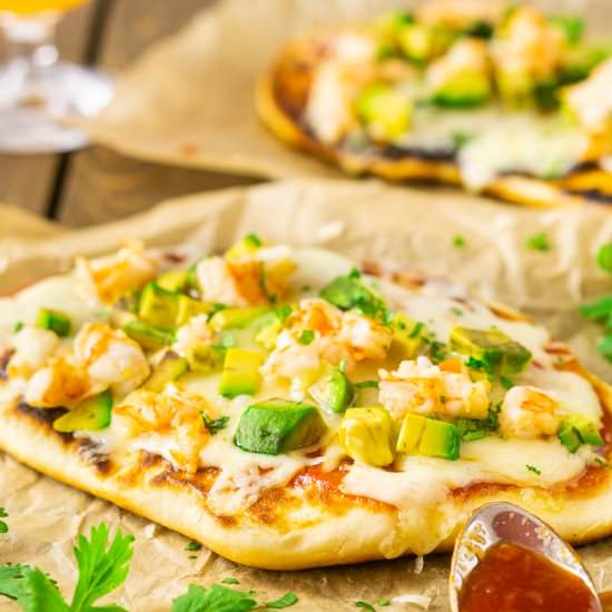 Shrimp & Avocado Grilled Naan Pizza