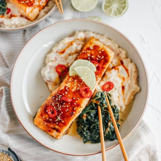 Teriyaki Salmon + Mashed Potatoes