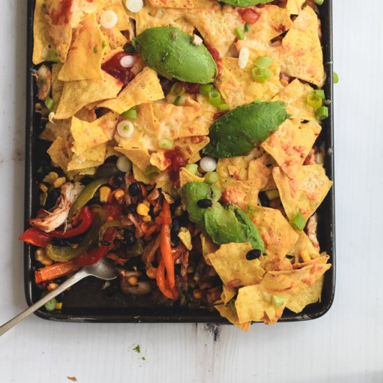 One Tray Veggie-Loaded Nachos