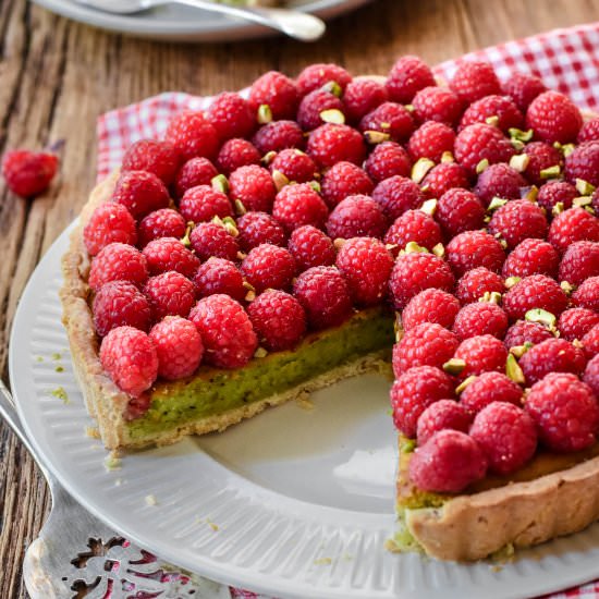 Raspberry Pistachio Frangipane Tart