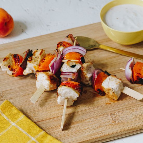 chicken peach kebabs (in german)