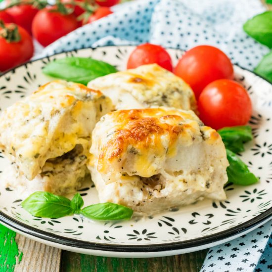 Baked Pollock with Bechamel Sauce