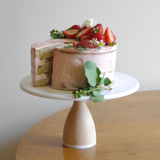 rhubarb strawberry layer cake