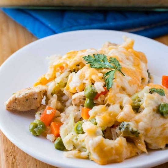 CHEESY CHICKEN AND RICE CASSEROLE