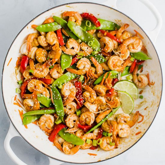 Miso Glazed Shrimp Stir Fry