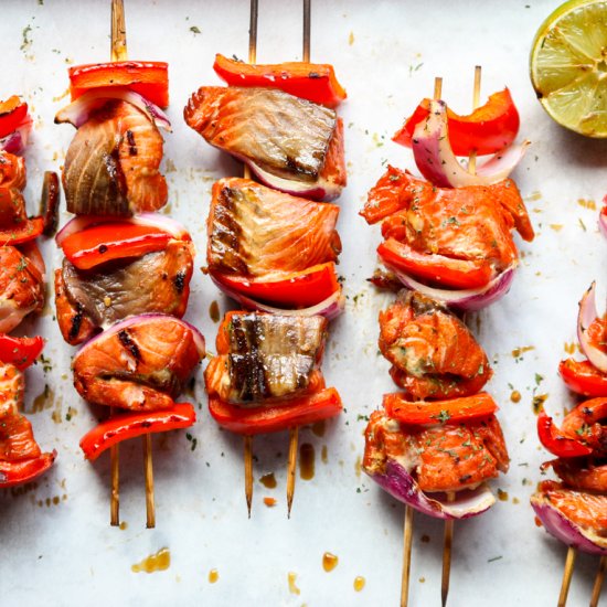 Grilled Asian Salmon Kebabs