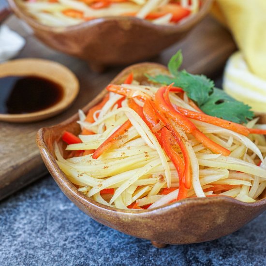 Shredded Potato and Red Bell Pepper