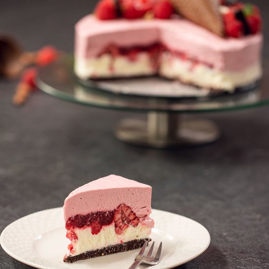 Raspberry Almond Ice Cream Cake