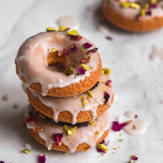 Vegan Rose and Pistachio Donuts