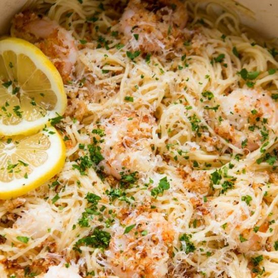 BREADED PARMESAN SHRIMP SCAMPI PAST