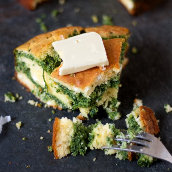 Cornbread With Feta and Spinach