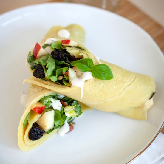 Vegan Waldorf Blue Cheese Crepes