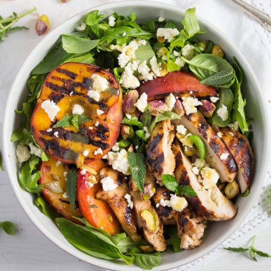 Grilled Peach Salad with Chicken