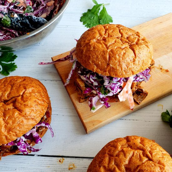 Jerk BBQ Pulled Jackfruit Sandwich