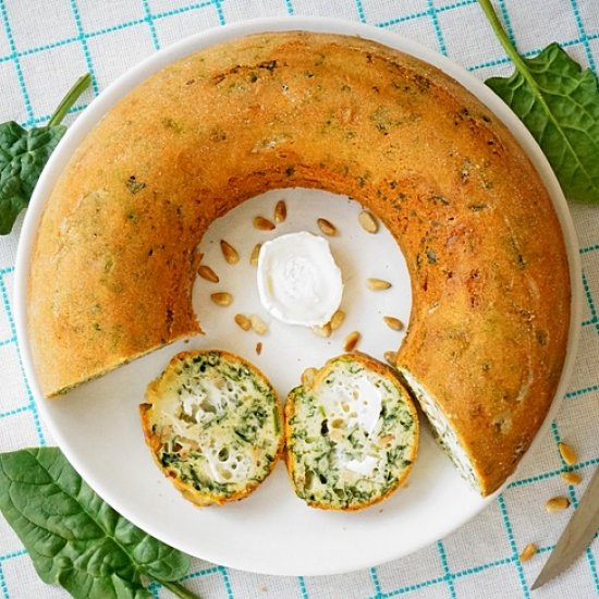 Spinach & goat cheese savory cake