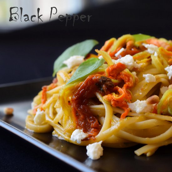 Squash Blossoms Pasta with Feta