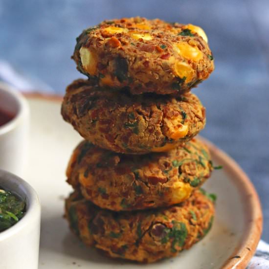 Oil-free Chana Corn Kebabs