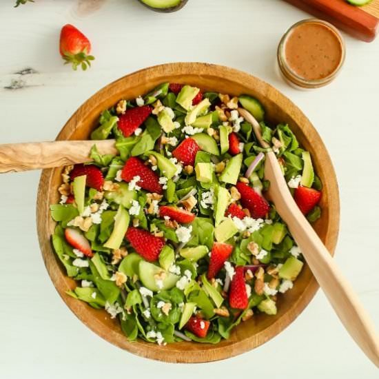 Strawberry Basil Spinach Salad