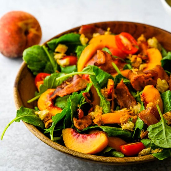 Juicy Peach and Baby Kale Salad