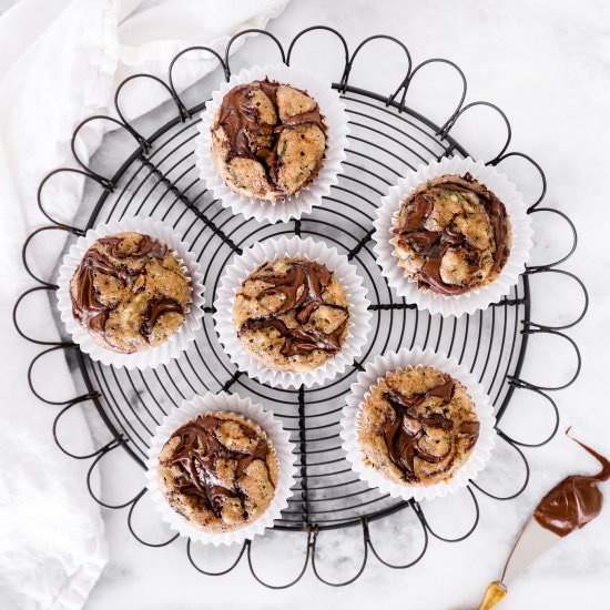 Nutella Swirled Zucchini Muffins