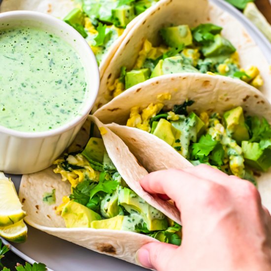 Green goddess breakfast tacos