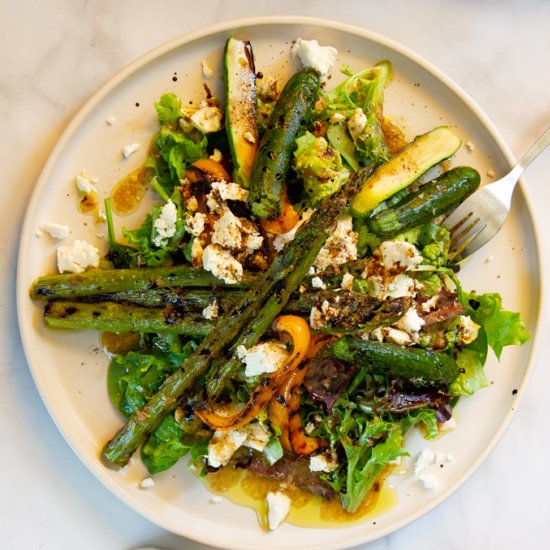 Grilled Veg Salad w/ Roasted Garlic