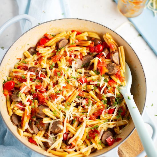 Leftover Sausage Pasta & Relish