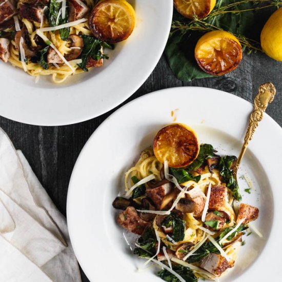 Chicken Alfredo with Charred Greens