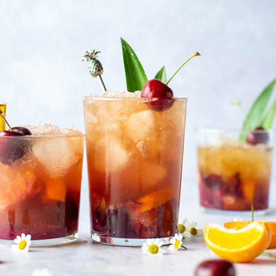 Dark Cherry Kombucha Rum Punch