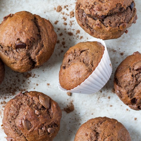 Moist Chocolate Banana Muffins