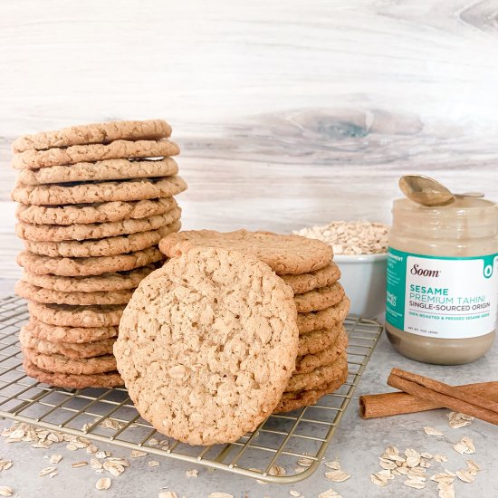 Chewy Tahini Oatmeal Cookies