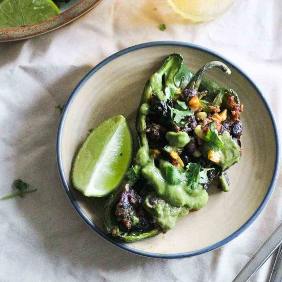 Black Bean Stuffed Poblano Peppers