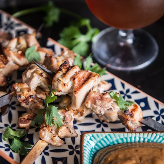 Beer Chicken Satay with Almond