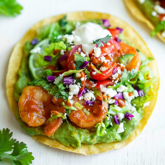 Shrimp Tostadas with Blender Guac