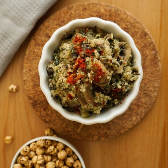 Quinoa with Sorrel & Mushrooms