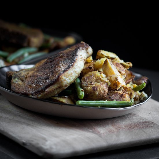 Curried Pork Chop and Potato Sheet