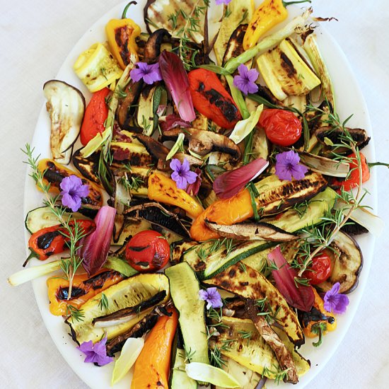 grilled veggie platter & wine