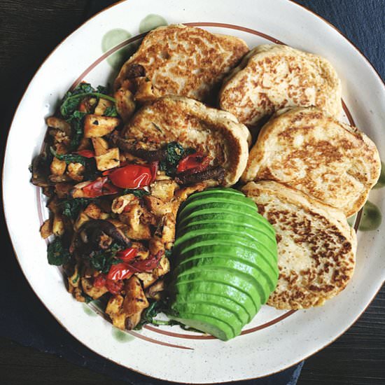 Savory Pancakes with Tofu Scramble