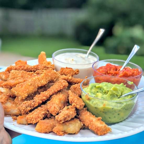 Fried Pork Chop Strips & 3 Sauces