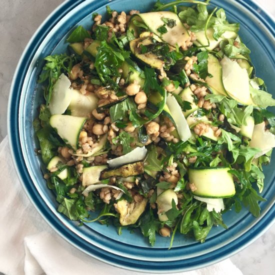 Zucchini with Farro & Chickpeas