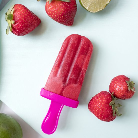 Strawberry Lime Popsicles