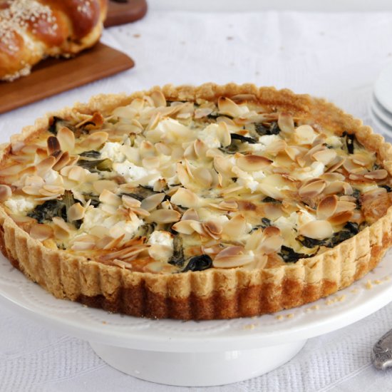 Chard Quiche with Peas