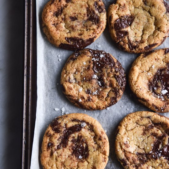 Brown butter GF choc chip cookies