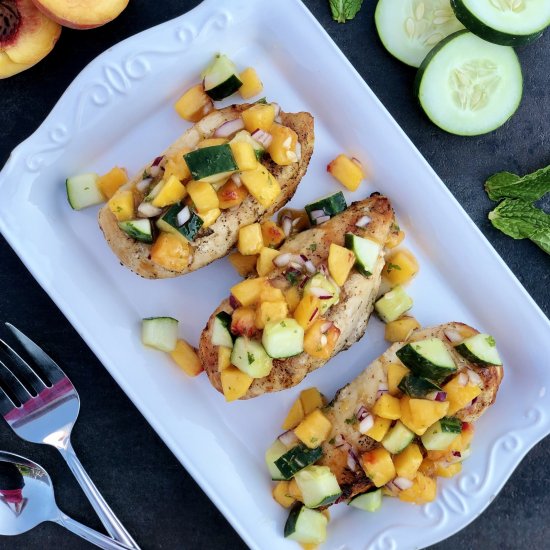 Chicken with Peach-Cucumber Salsa