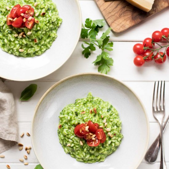 Spinat-Risotto mit frischen Kräuter