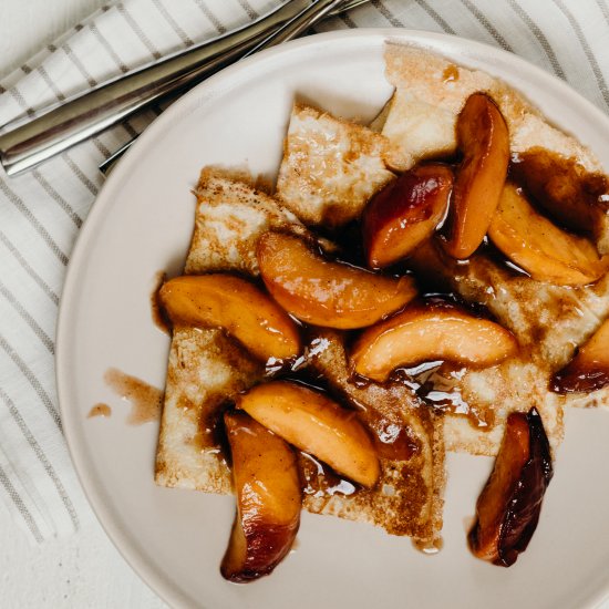 Crepes with Caramelized Peaches