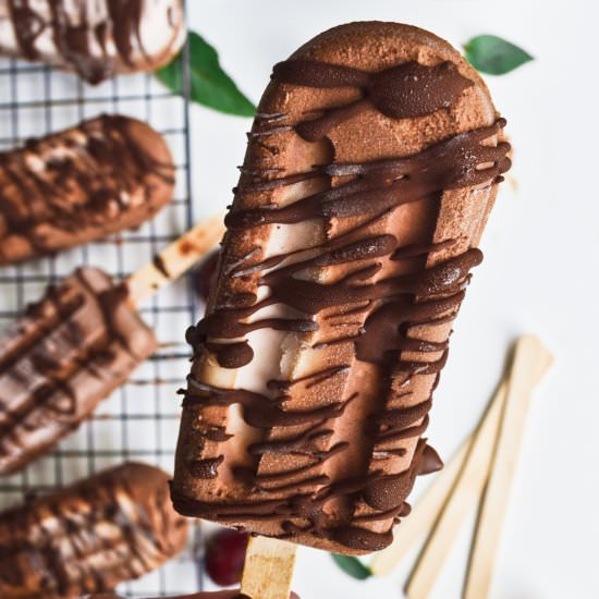 Vegan Cherry Fudge Popsicles