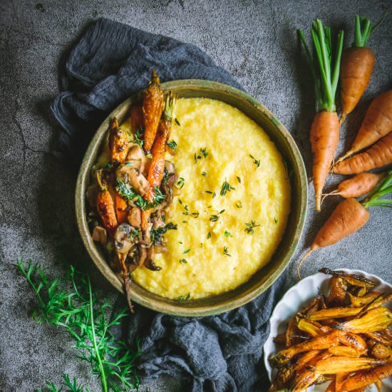 polenta with mushrooms & carrots